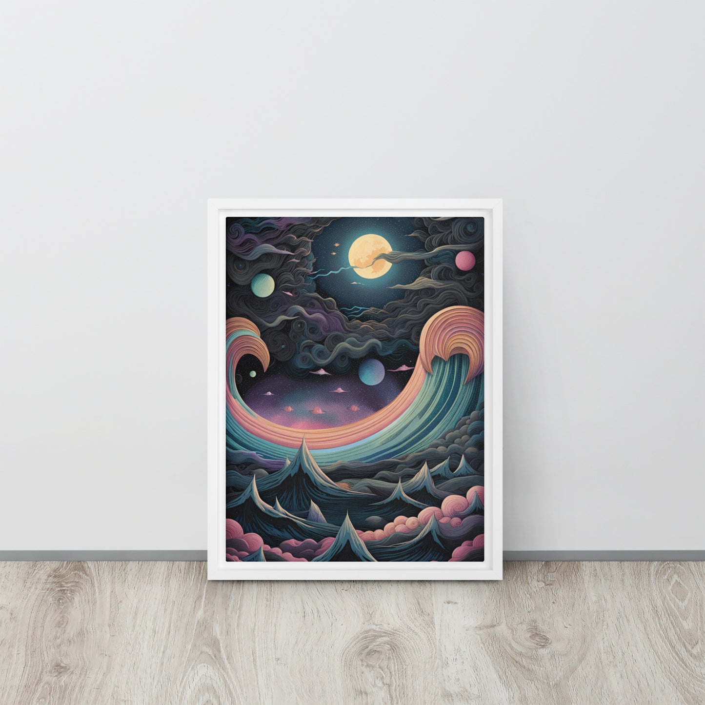 Sleepy Moon - Framed Canvas