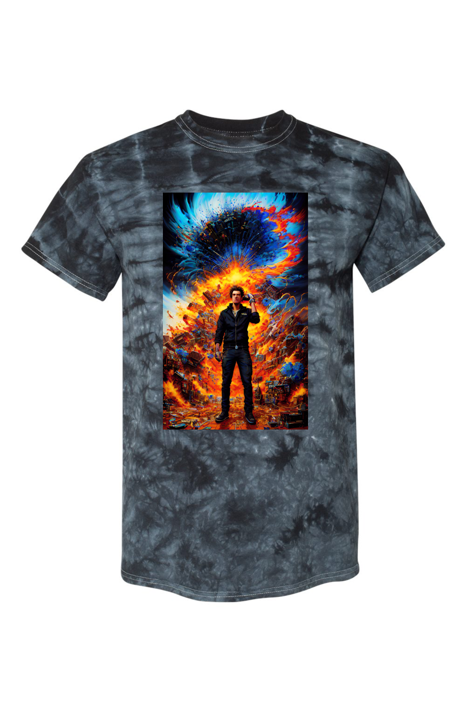 Black Crystal Tie-Dye Graphic T-Shirt - Meltdown