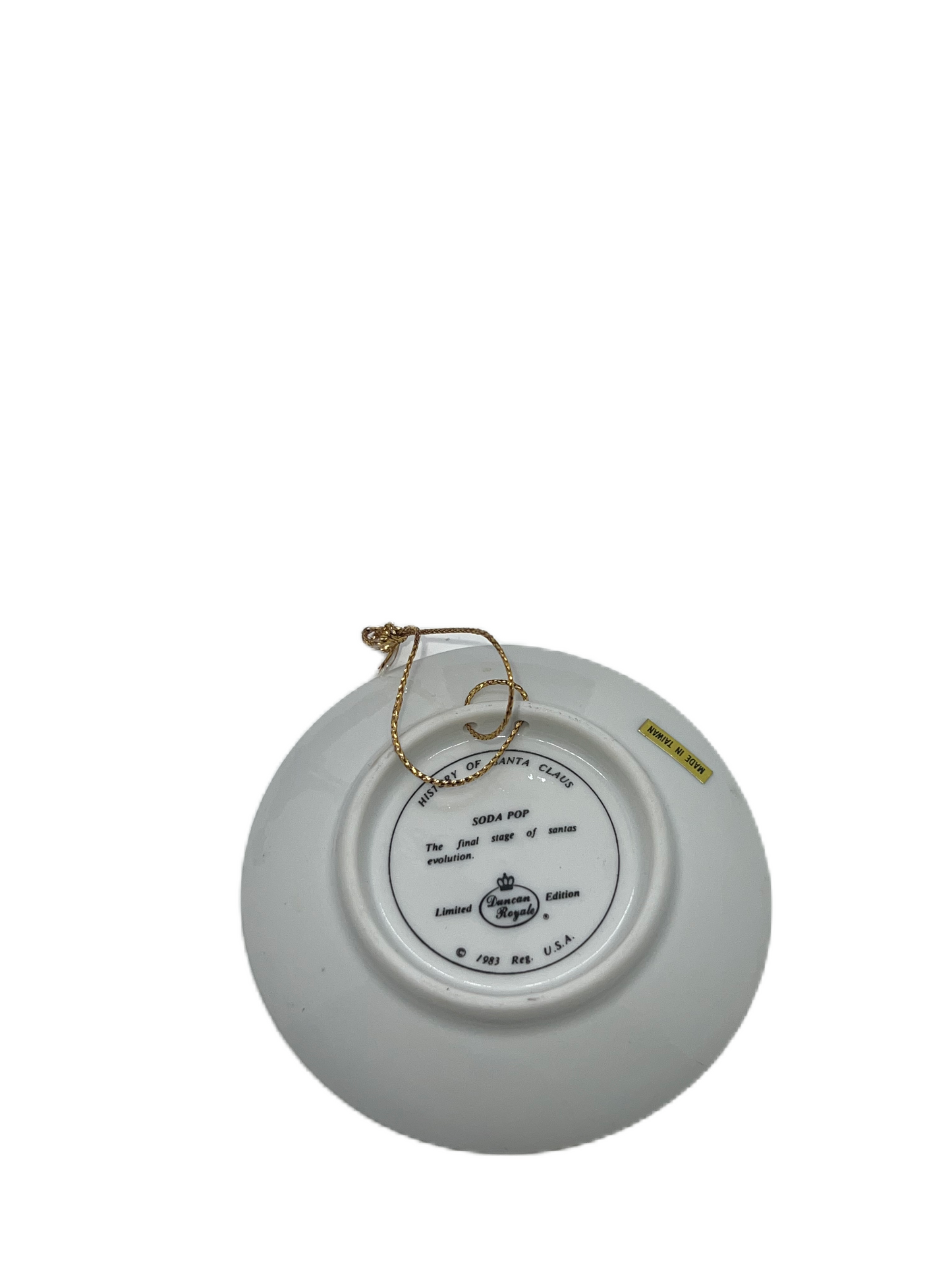 Duncan Royale Soda Pop Santa & Nast Santa Claus Christmas Decoration Mini Plate Ornament 1991