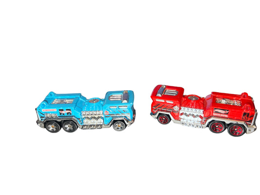 2008 Hot Wheels 5 Alarm Red and Blue Emergency Fire Truck