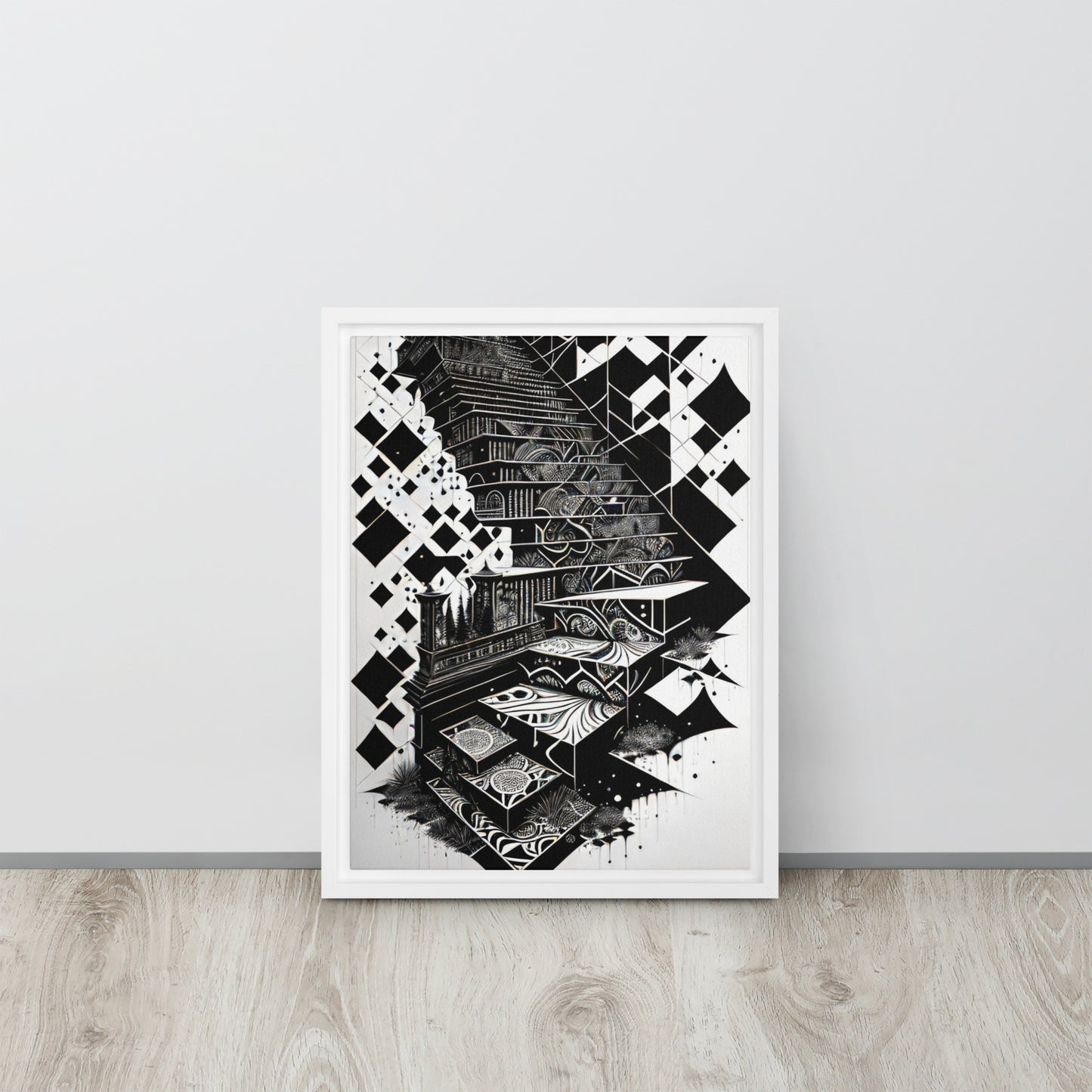 Monochromatic Symphony - Framed Canvas