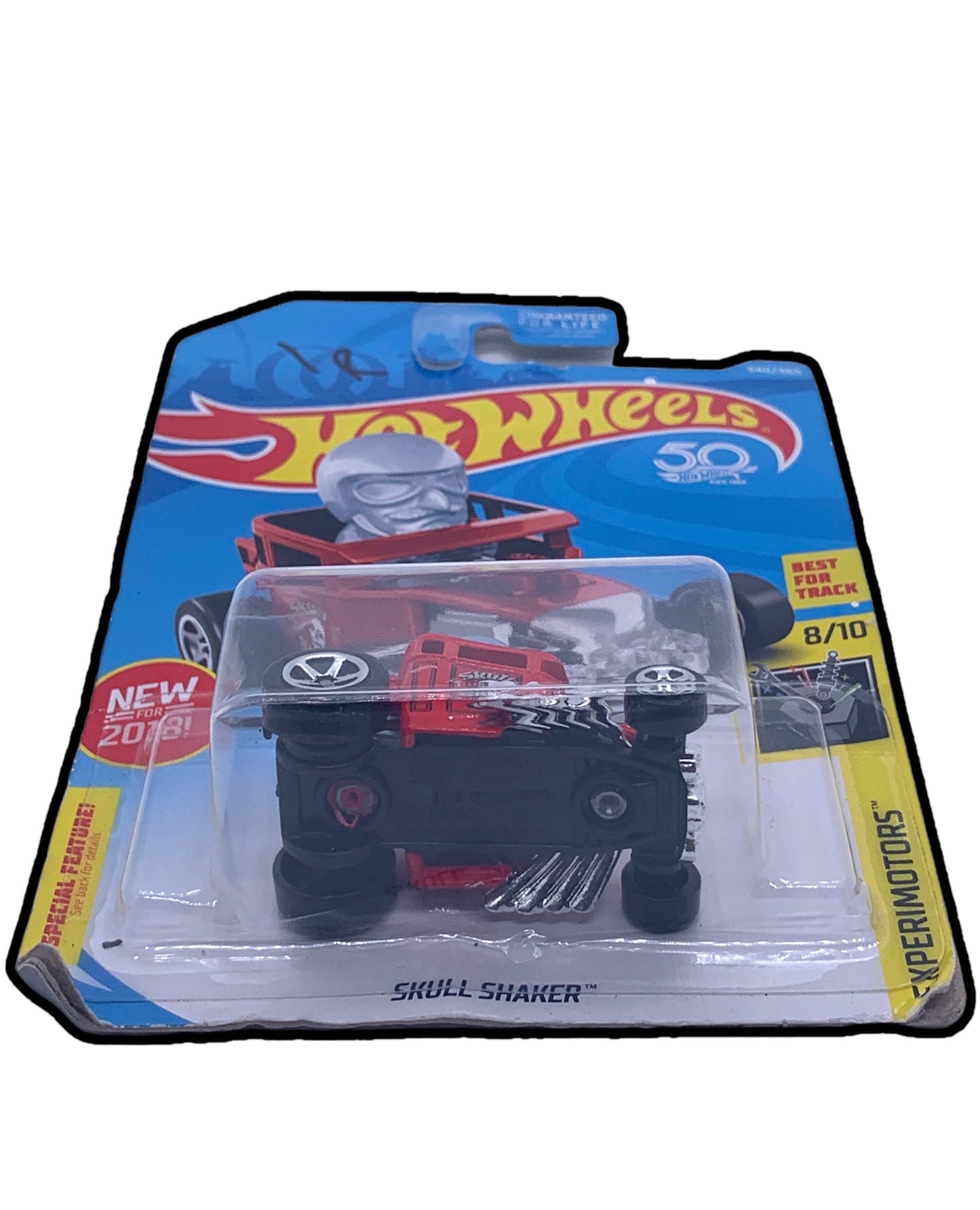 2018 Hot Wheels #340 Experimotors #8/10 SKULL SHAKER Red w/5 Sp 50th Anniversary